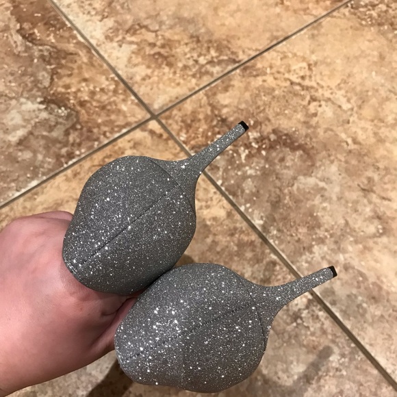 Jimmy choo SOPHIA 85 Silver Fine Glitter Pumps